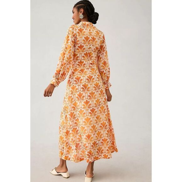Anthropologie x Maeve Printed Wrap Shirt Dress Size 8 - Picture 4 of 8